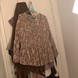 Long sleeve sheer floral top